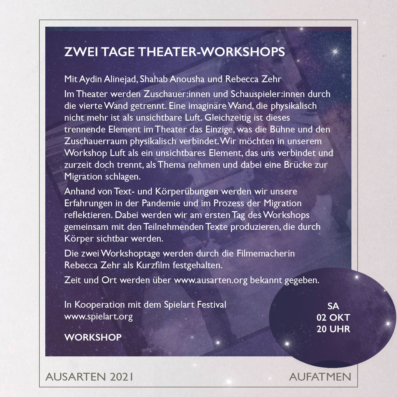 ausARTen Festival 2021 Workshops