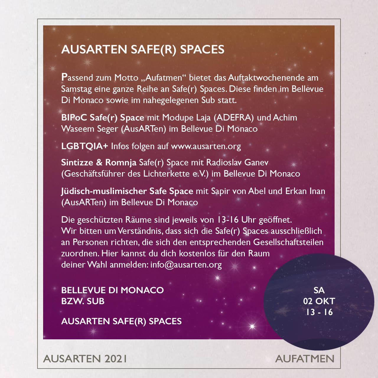 ausARTen Festival 2021 Safe(r) Spaces